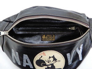 TOYS McCOY Leather Waist bag Felix the Cat Men's Casual Military Style TMA1912 Black