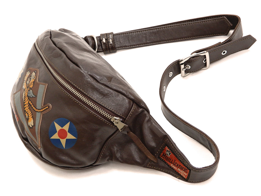 TOYS McCOY Leather Sling Bag Men's Casual Flying Tigers Military Style TMA2012 Brown