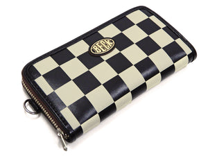 TOYS McCOY Leather Long Wallet Men's Casual BECK Checkered Flag Pattern TMA2020 Black/Ivory