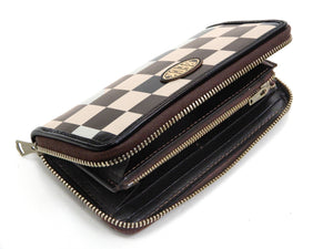 TOYS McCOY Leather Long Wallet Men's Casual BECK Checkered Flag Pattern TMA2020 Black/Ivory