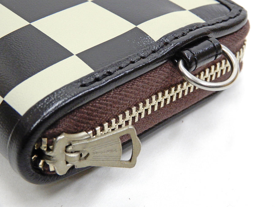 TOYS McCOY Leather Long Wallet Men's Casual BECK Checkered Flag Pattern TMA2020 Black/Ivory