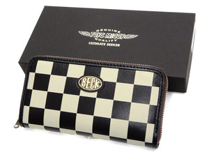 TOYS McCOY Leather Long Wallet Men's Casual BECK Checkered Flag Pattern TMA2020 Black/Ivory