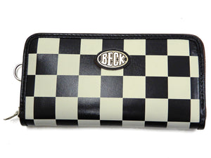 TOYS McCOY Leather Long Wallet Men's Casual BECK Checkered Flag Pattern TMA2020 Black/Ivory