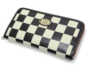 TOYS McCOY Leather Long Wallet Men's Casual BECK Checkered Flag Pattern TMA2020 Black/Ivory