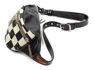 TOYS McCOY Leather Sling Bag Men's Casual BECK Checkered Flag Pattern TMA2023 Black x Ivory