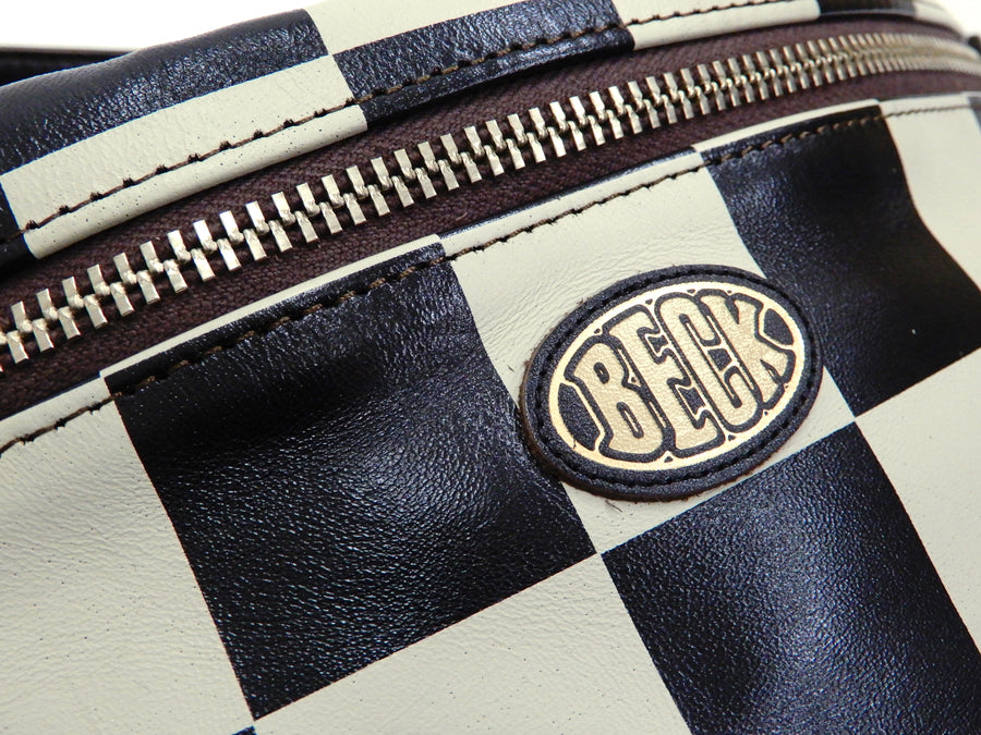 TOYS McCOY Leather Sling Bag Men's Casual BECK Checkered Flag Pattern TMA2023 Black x Ivory