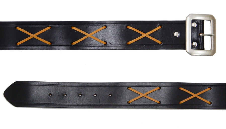 TOYS McCOY Cross-Stitched Leather Belt Men's Ccasual Marlon Brando The Wild One Belt TMA2107 Black
