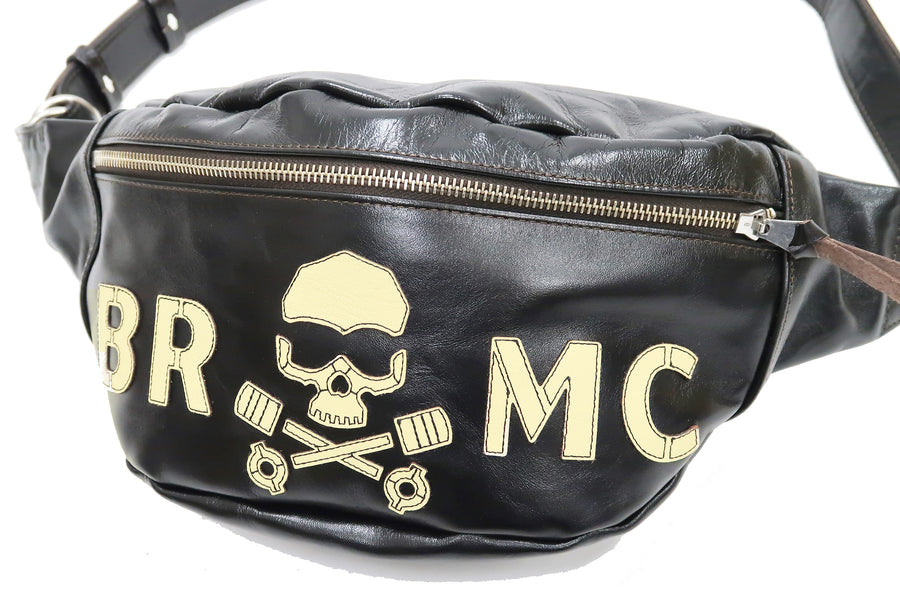 TOYS McCOY Leather Sling Bag Men's Casual The Wild One BRMC Skull Logo Waist Pack TMA2202 Black