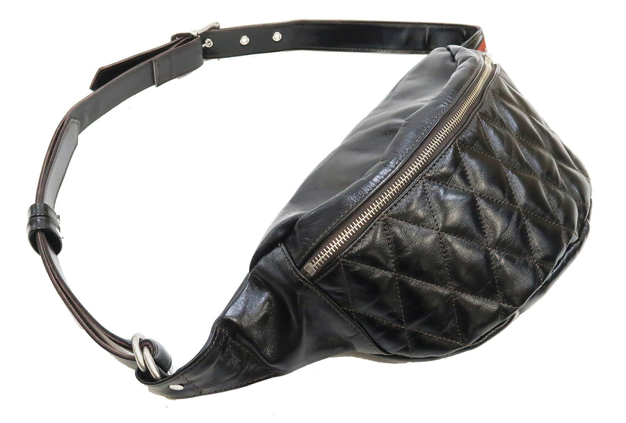 Vegan Leather Quilted Sling Bag Fanny Pack - Full Zip Closure - Un-lined -  Adjustable Crossbody Buckle Strap - Approximately 11