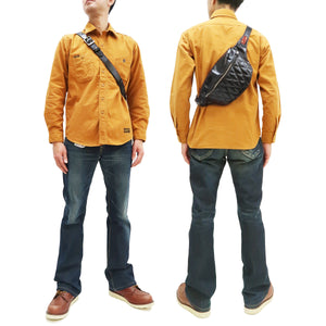 TOYS McCOY Bag Men's Casual Genuine Horsehide Quilted Leather Sling Bag Waist Pack TMA2219 030 Black