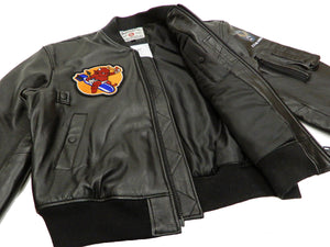 Tedman MA-1 Leather Jacket Men's Genuine Lambskin Custom Bomber MA1 TMAL-540 Black