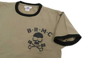 TOYS McCOY T-shirt Men's The Wild One BRMC Skull Short Sleeve Ringer Tee TMC2213 160 Faded-Olive