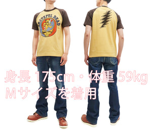 TOYS McCOY T-Shirt Men's Grateful Dead Short Sleeve Loopwheeled Raglan Tee TMC2249 061 Yellow x Charcoal