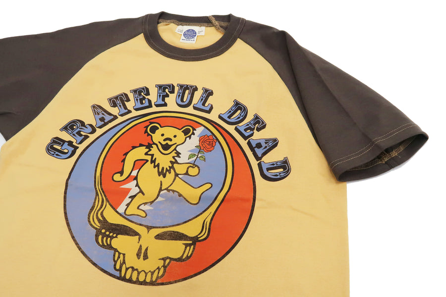TOYS McCOY T-Shirt Men's Grateful Dead Short Sleeve Loopwheeled Raglan Tee TMC2249 061 Yellow x Charcoal