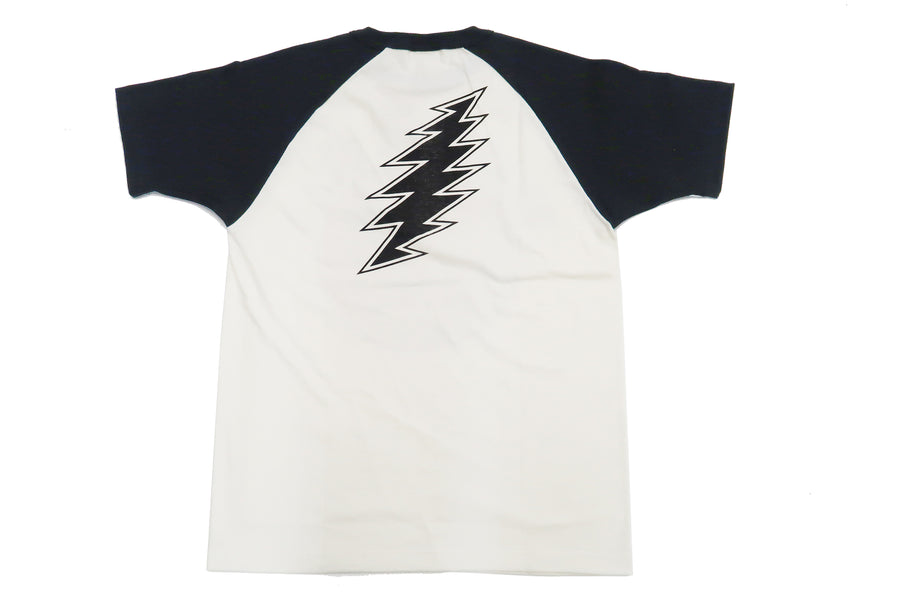 TOYS McCOY T-Shirt Men's Grateful Dead Short Sleeve Loopwheeled Raglan Tee TMC2249 011 White/Black