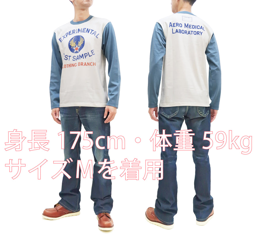 TOYS McCOY T-Shirt Men's Aero Medical Laboratory Graphic Military Long Sleeve Tee TMC2255 011 Off-White/Blue