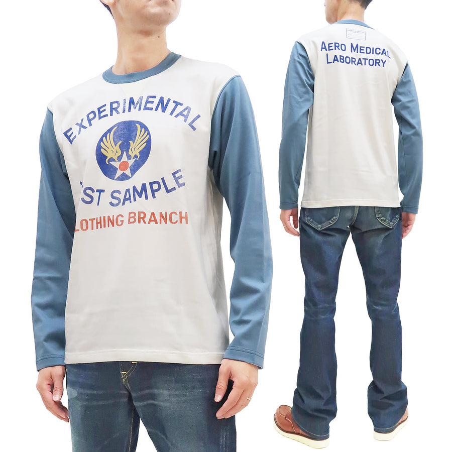 TOYS McCOY T-Shirt Men's Aero Medical Laboratory Graphic Military Long Sleeve Tee TMC2255 011 Off-White/Blue