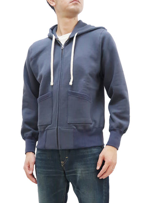 TOYS McCOY Solid Hoodie Men's Vintage inspired Plain Zip Front Hooded Sweatshirt TMC2272 141 Faded Bluish-Gray