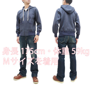 TOYS McCOY Solid Hoodie Men's Vintage inspired Plain Zip Front Hooded Sweatshirt TMC2272 141 Faded Bluish-Gray