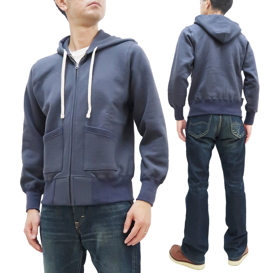 TOYS McCOY Solid Hoodie Men's Vintage inspired Plain Zip Front Hooded Sweatshirt TMC2272 141 Faded Bluish-Gray