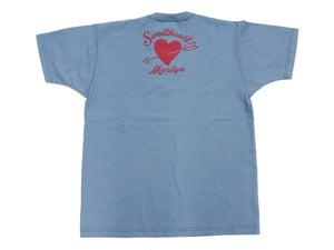 TOYS McCOY T-Shirt Men's Marilyn Monroe Graphic Heavyweight Short Sleeve Loopwheel Tee TMC2310 110 Blue-Gray(bluish gray color)