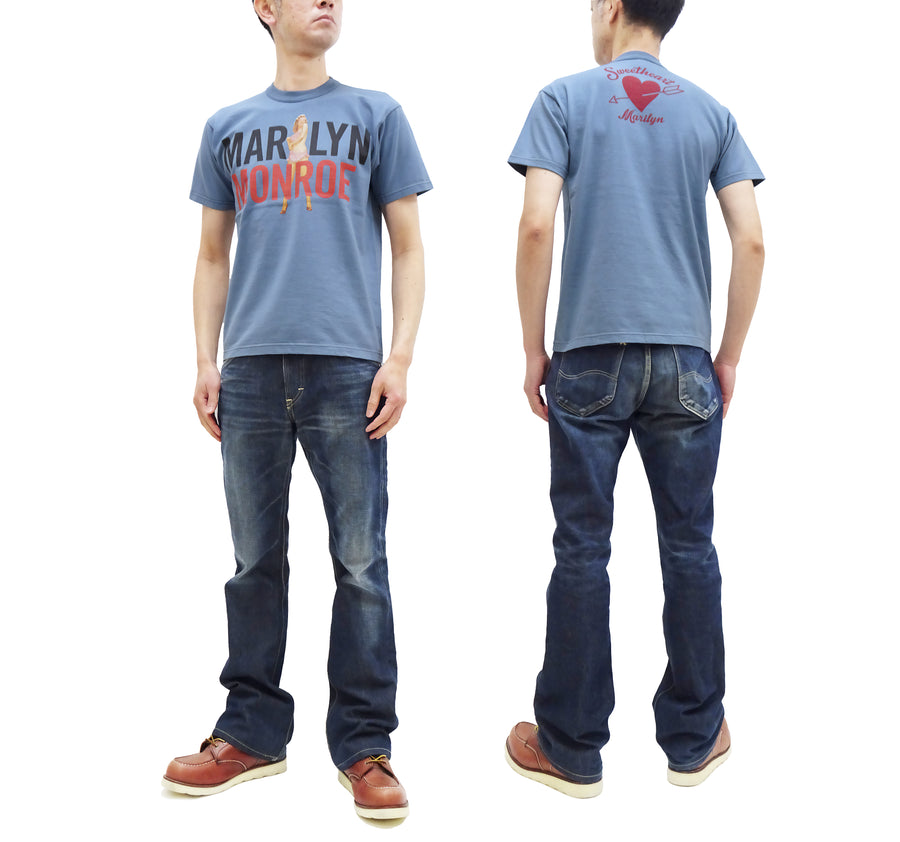 TOYS McCOY T-Shirt Men's Marilyn Monroe Graphic Heavyweight Short Sleeve Loopwheel Tee TMC2310 110 Blue-Gray(bluish gray color)
