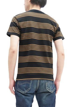 TOYS McCOY Striped T-Shirt Men's Steve McQueen Short Sleeve Stripe Tee TMC2342 051 Coyote-Brown/Black