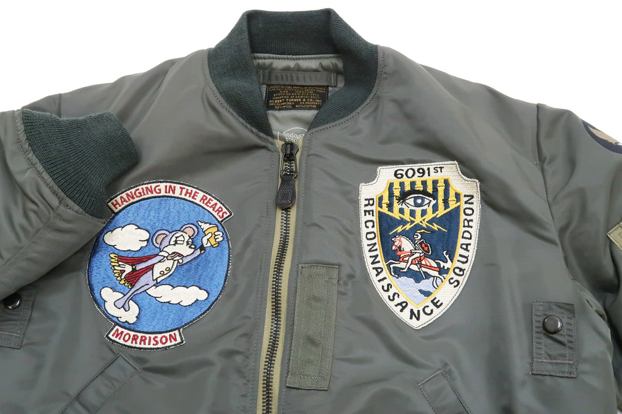 TOYS McCOY MA-1 Flight Jacket Men's Custom MA1 MIL-J-8279A ALBERT TURNER  Bomber Jacket with Patches TMJ2231 Sage-Gray