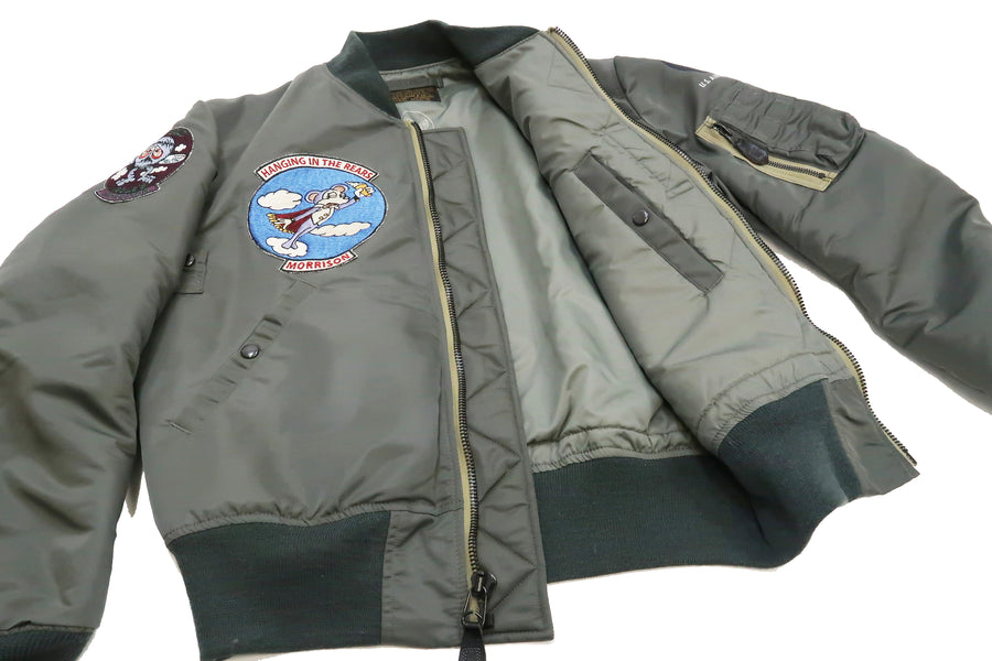 TOYS McCOY MA-1 Flight Jacket Men's Custom MA1 MIL-J-8279A ALBERT TURNER Bomber Jacket with Patches TMJ2231 Sage-Gray
