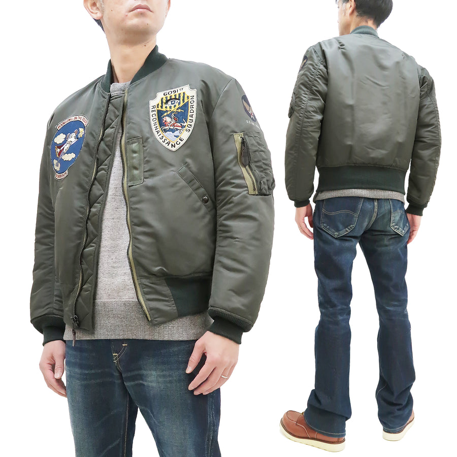 TOYS McCOY MA-1 Flight Jacket Men's Custom MA1 MIL-J-8279A ALBERT TURNER  Bomber Jacket with Patches TMJ2231 Sage-Gray