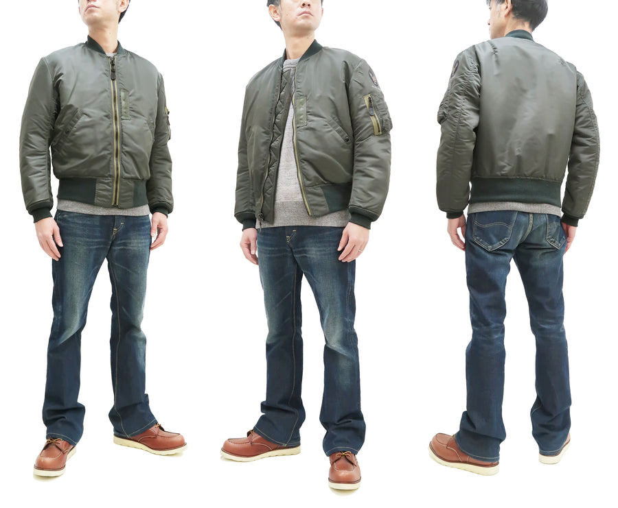 TOYS McCOY MA-1 Flight Jacket Men's Reproduction of MA1 MIL-J-8279A ALBERT  TURNER Bomber Jacket TMJ2232 Sage-Gray