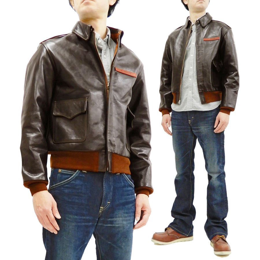 TOYS McCOY Steve McQueen A-2 Flight Jacket Men's A2 Leather Bomber Jacket TMJ2237 Seal-Brown
