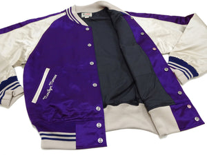 TOYS McCOY Jacket Men's Marilyn Monroe Unfilled Lightweight Satin Varsity Jacket TMJ2303 Blue/Off-White
