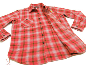 TOYS McCOY Checked Work Shirt TMC1612 Felix the Cat Men's Long Sleeve Button Up Shirt Red