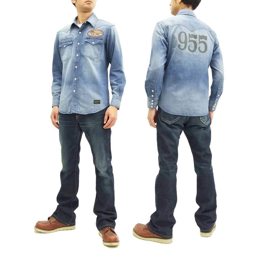 TOYS McCOY Men's Faded Denim Long Sleeve Western Shirt TMS1711