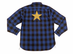 TOYS McCOY Buffalo Plaid Shirt Men's Durable One Star Long Sleeve Shirt TMS2006 Blue