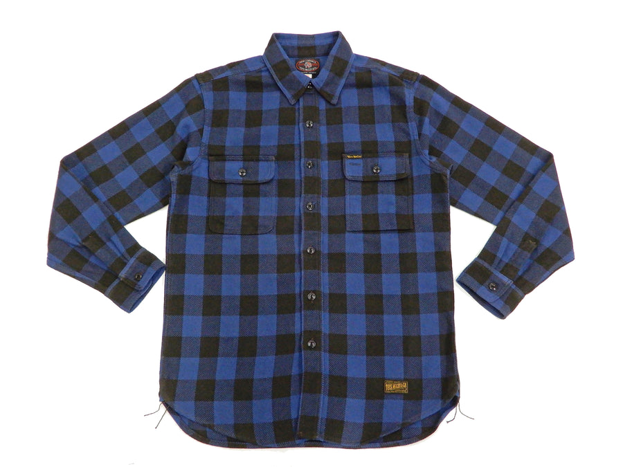 TOYS McCOY Buffalo Plaid Shirt Men's Long Sleeve Checked Button Up Shirt TMS2007 Blue