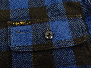 TOYS McCOY Buffalo Plaid Shirt Men's Long Sleeve Checked Button Up Shirt TMS2007 Blue