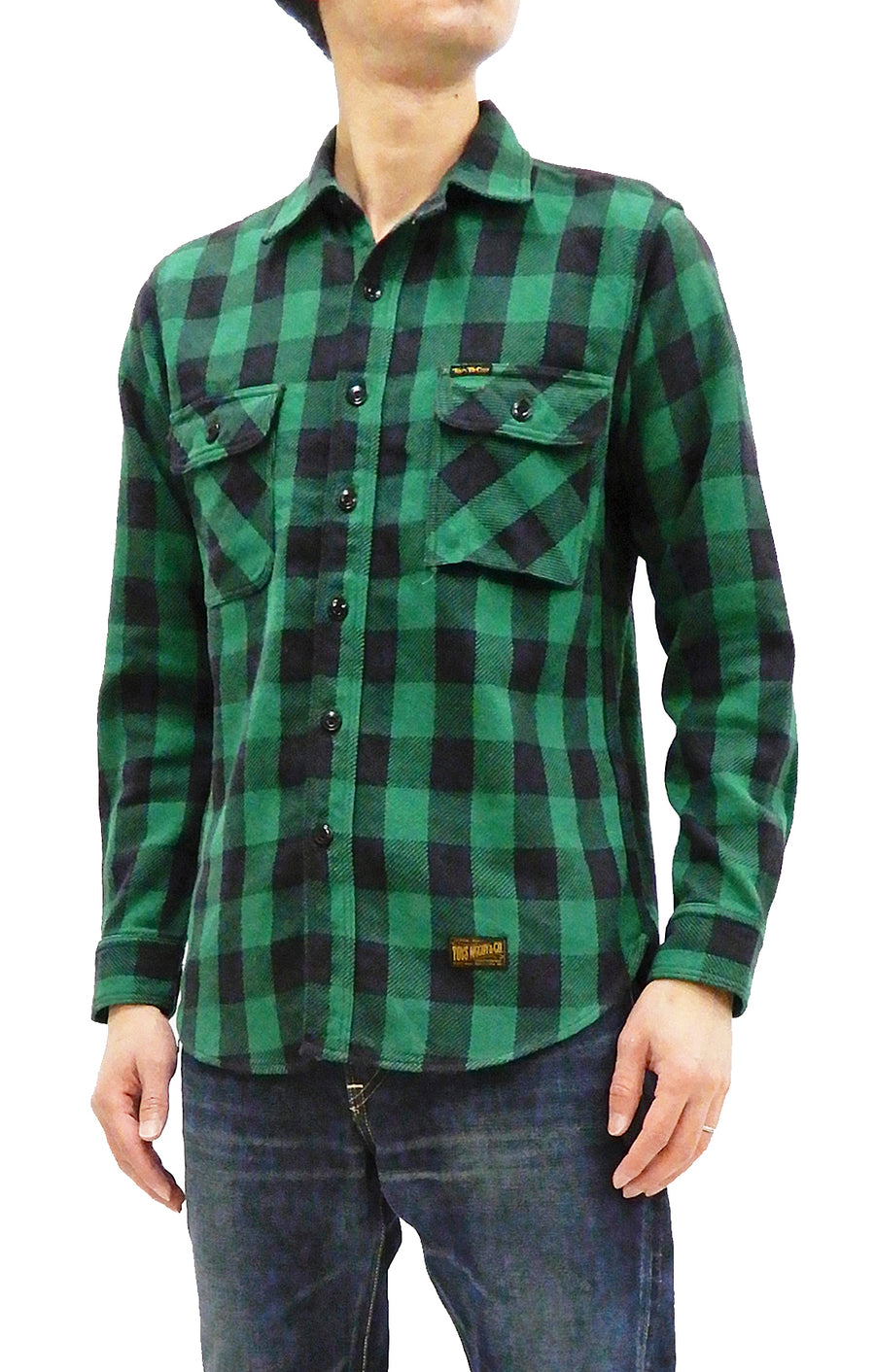 TOYS McCOY Shirt Men's Buffalo Plaid Long Sleeve Checked Button Up Shirt TMS2108 Green