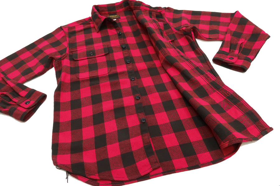 TOYS McCOY Steve McQueen Shirt Men's Buffalo Plaid Long Sleeve Button Up Shirt TMS2207 Red/Black
