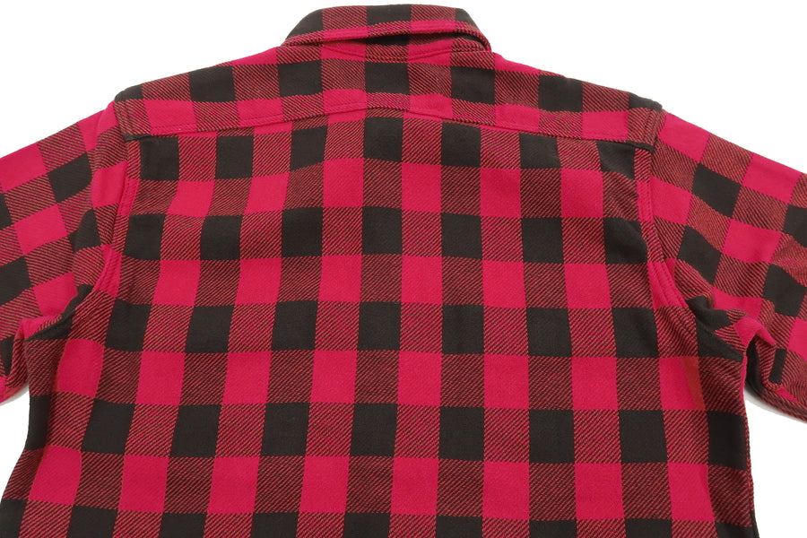 TOYS McCOY Steve McQueen Shirt Men's Buffalo Plaid Long Sleeve Button Up Shirt TMS2207 Red/Black