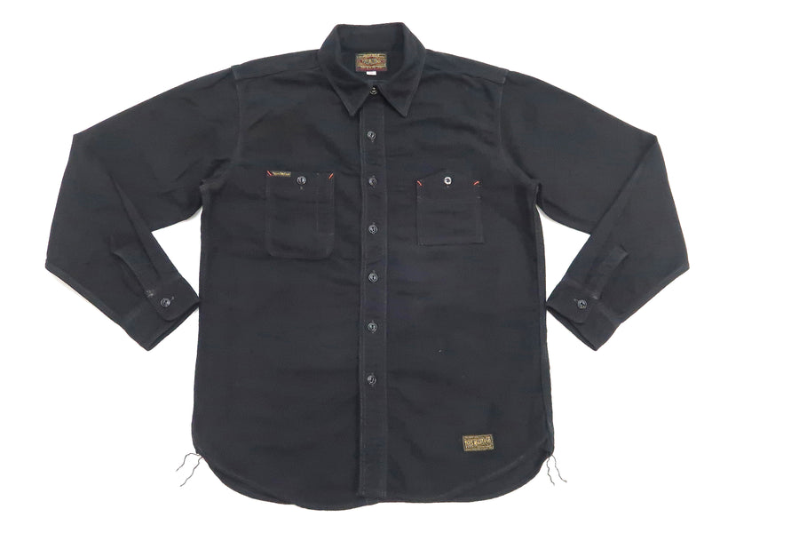 TOYS McCOY Solid Brushed Flannel Shirt Men's Vintage Style Plain Long Sleeve Button Up Work Shirt TMS2208 030 Black
