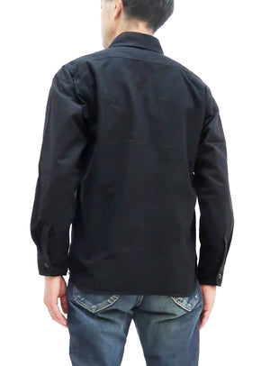 TOYS McCOY Solid Brushed Flannel Shirt Men's Vintage Style Plain Long Sleeve Button Up Work Shirt TMS2208 030 Black