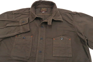 TOYS McCOY Solid Brushed Flannel Shirt Men's Vintage Style Plain Long Sleeve Button Up Work Shirt TMS2208 050 Brown