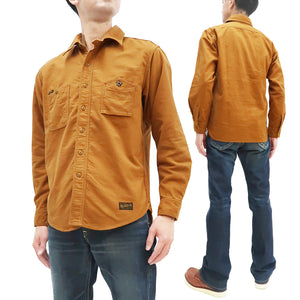 TOYS McCOY Solid Brushed Flannel Shirt Men's Vintage Style Plain Long Sleeve Button Up Work Shirt TMS2208 060 Gold