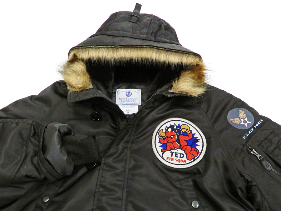 Red Fur Mouton Varsity Bomber Jacket