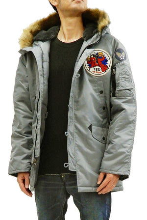 Tedman N-3B Parka Men's Winter Padded Coat Jacket with Patch TN3B-070 TN3-B-070 Gray