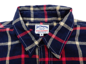 Tedman Custom Embroidered Plaid Flannel Shirt Men's Long Sleeve Shirt TNS-700 Navy/Red
