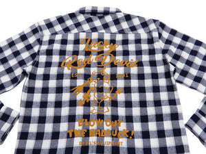 Tedman Custom Embroidered Plaid Flannel Shirt Men's Long Sleeve Shirt TNS-700 Off/Navy