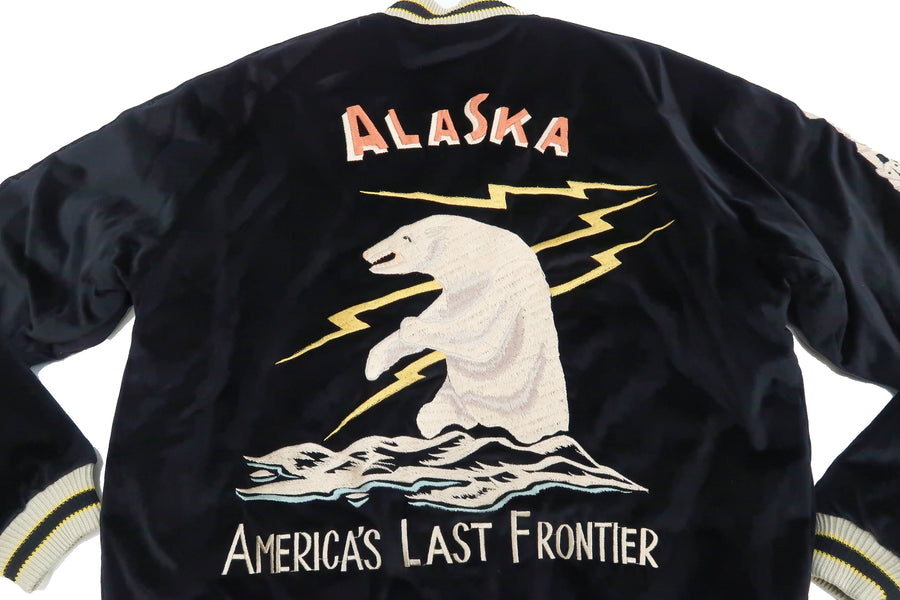 Tailor Toyo Velveteen Japanese Souvenir Jacket Men's Sukajan Polar Bear x Alaska Map TT15175 119-Black